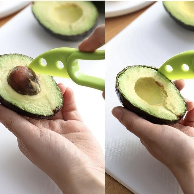 3-in-1 Avocado Slicer Tool, Kitchen Gadget for Cutting and Pitting, Green