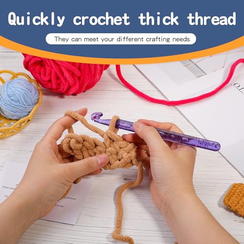 Image of QMNNMA 12 mm Crochet Hook, Large Crochet Hooks for Chunky Yarn-Purple | Big Crochet Hooks, Jumbo Crochet Hooks, Giant Crochet Hook, Ergonomic Knitting Needles Crochet Needle for Beginners