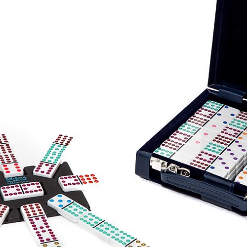 Bello Games Designer Velour Case with Mexican Double Twelve Deluxe Dominoes Set