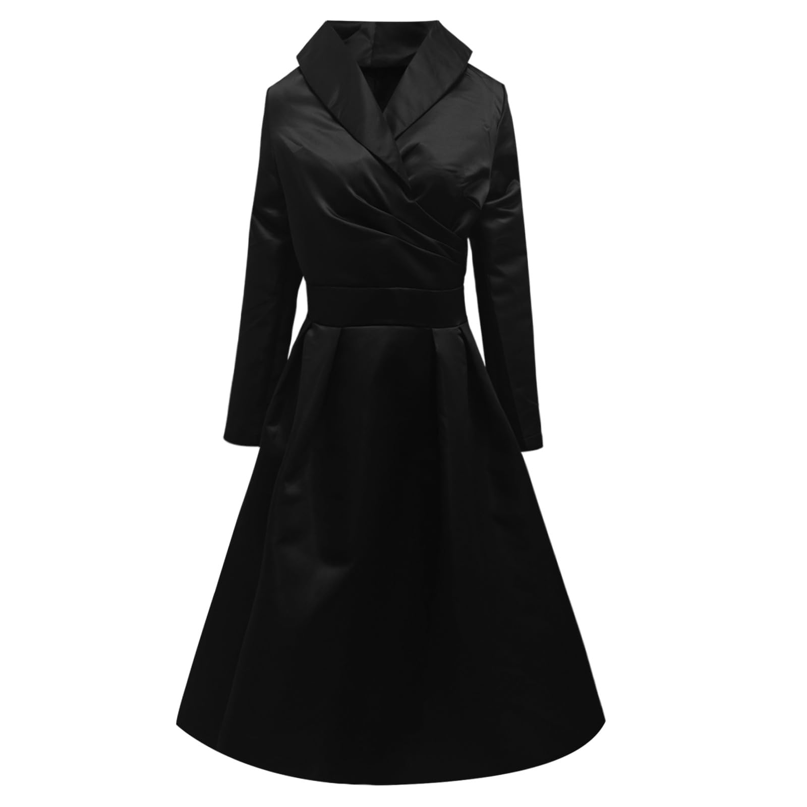 Damen Vintage Cocktailkleid im 50er Jahre Stil - Elegantes A-Linien Kleid mit Schalkragen | Festliches Swing-Kleid für besondere Anlässe