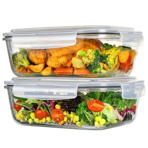 Image of Vtopmart 2Pack 2260ml /76.4oz Extra Large Glass Storage Containers, Grey