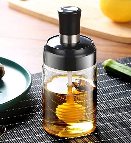 250 Ml Honey Storage Glass Container with Dipper Spoon for Home,Small Honey Jar Bottle for Kitchen (Empty/Small) (Pack of 1)