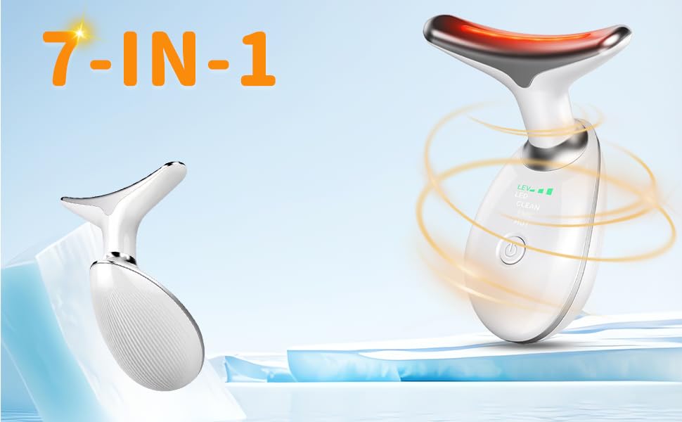 Neck Face Massager, 7 Color Face Neck Massager for Skin Care Routine at Home, Facial Massager with Non-slip Design, White (white) Neck Face Massager, 7 Color Face Neck Massager for Skin Care Routine at Home, Facial Massager with Non-slip Design, White (white)