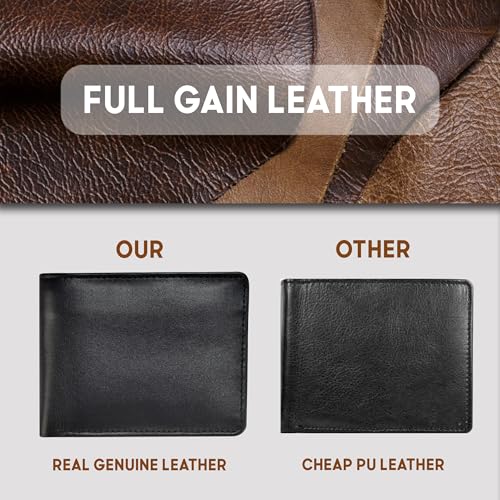 Premium Genuine Leather wallets for men | RFID Blocking Slim Bifold Wallet | Durable Stitching, 8 Card Slots, 2 ID Windows | Real Leather men's wallet | mens wallet for Daily use and gift for him4