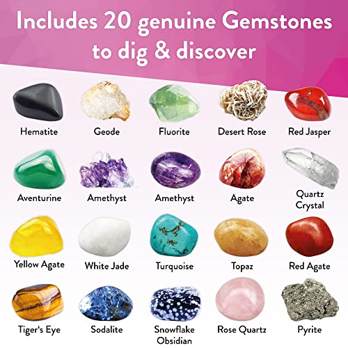 Science Kidz Mega Gemstone Dig Kit - 20 Real Life Gems & Crystals - Gemstones Excavation Kits For Kids - Gem Stones Digging Kit Set - Dig For Gems, Stones, Crystals & Rocks - Image 4