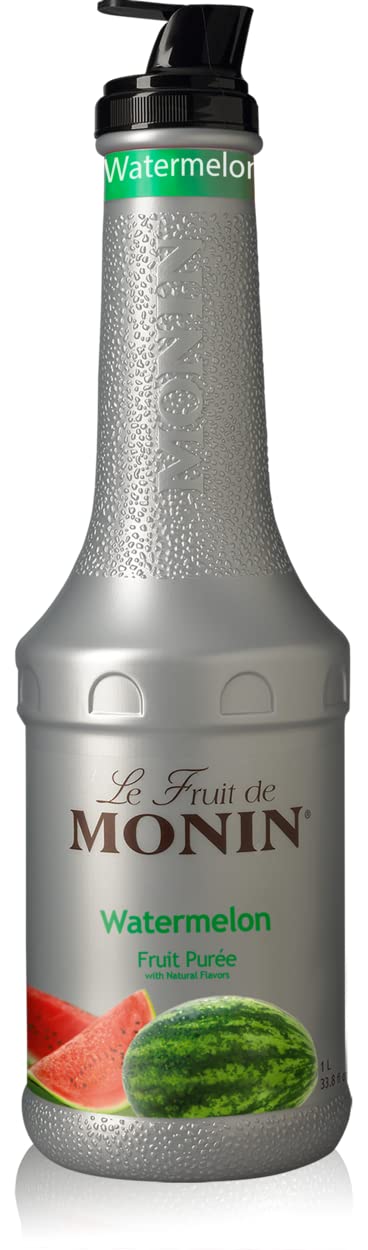 Monin - Watermelon Purée, Juicy and Sweet Flavor, Great for Teas, Lemonades, and Cocktails, Vegan, Non-GMO, Gluten-Free (1 Liter)