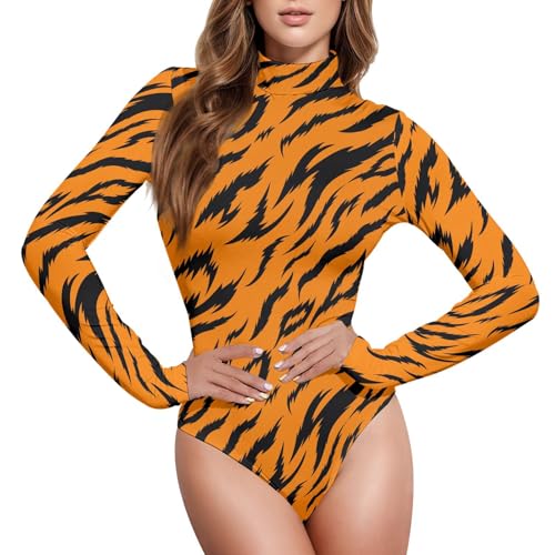 Women's Long Sleeve Bodysuit Turtleneck Leotard Top Bodycon Jumpsuit2