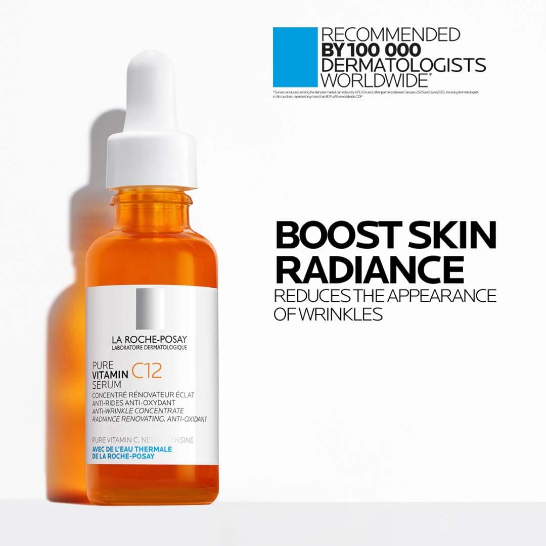 La Roche-Posay Pure Vitamin C12 Serum 30ml – High-Potency Antioxidant Anti-Wrinkle Face Serum with 12% Pure Vitamin C for Intense Radiance, Firmer-Looking, Smoother & More Even Skin