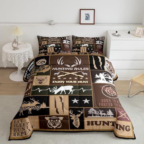 Image of Feelyou Deer Bedding Set King Size for Kids Toddler Deer Hunting Comforter Set Boys Girls Hunting Gifts Bedding Set Deer Antlers Duvet Insert Microfiber Bed Set