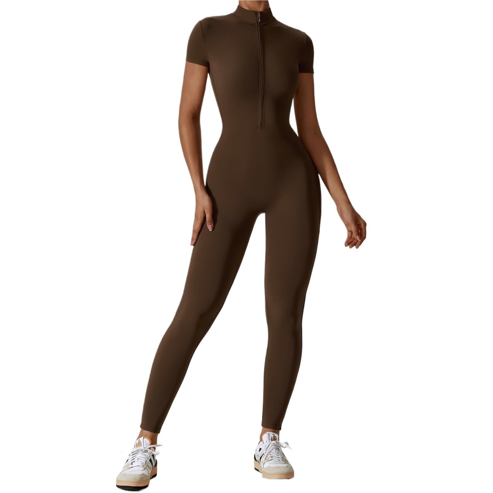 Conjunto de Yoga, monos for mujer, traje con cremallera manga corta for gimnasio, ropa entrenamiento aumento, Bodi deportivo, chándal