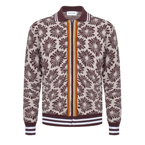 OXKNIT Men's Casual 1960s Mod Style Retro Sweater Knitted Long Sleeve Cotton Vintage Cardigan