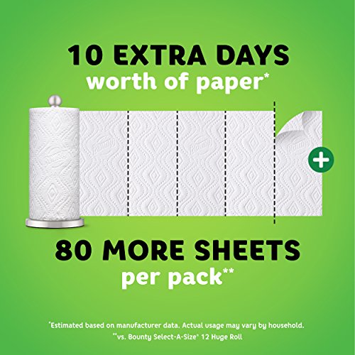 Bounty Quick-Size Paper Towels, White, 16 Family Rolls = 40 Regular Rolls