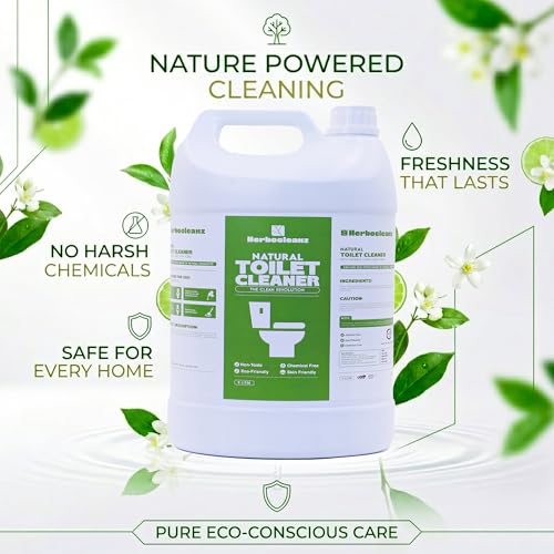 Image of Natural Toilet Cleaner 5L Pack | Plant-Derived, Non-Toxic & Non-Corrosive Formula | Commode Cleaner for Hygienic Bathroom Cleaning | Includes Free Empty Spray Bottle