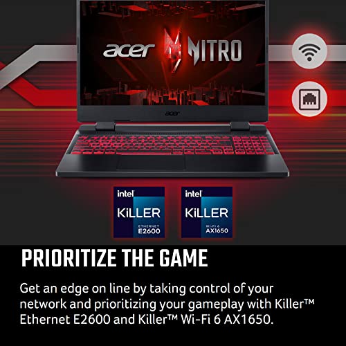 Acer Nitro 5 AN515-58-57Y8 Laptop para jogos | Intel Core i5-12500H | NVIDIA GeForce RTX 3050 Ti GPU para laptop | Tela IPS FHD 15,6' 144Hz | DDR4 de 16GB | SSD 4ª geração de 512GB glide