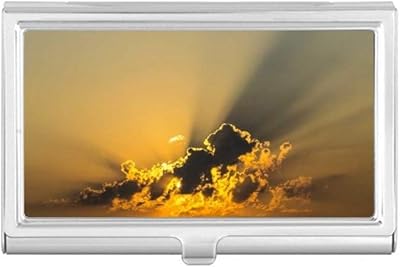 Sky Sunshine Dark Orange Clouds Business Card Holder Case Pocket Box Wallet