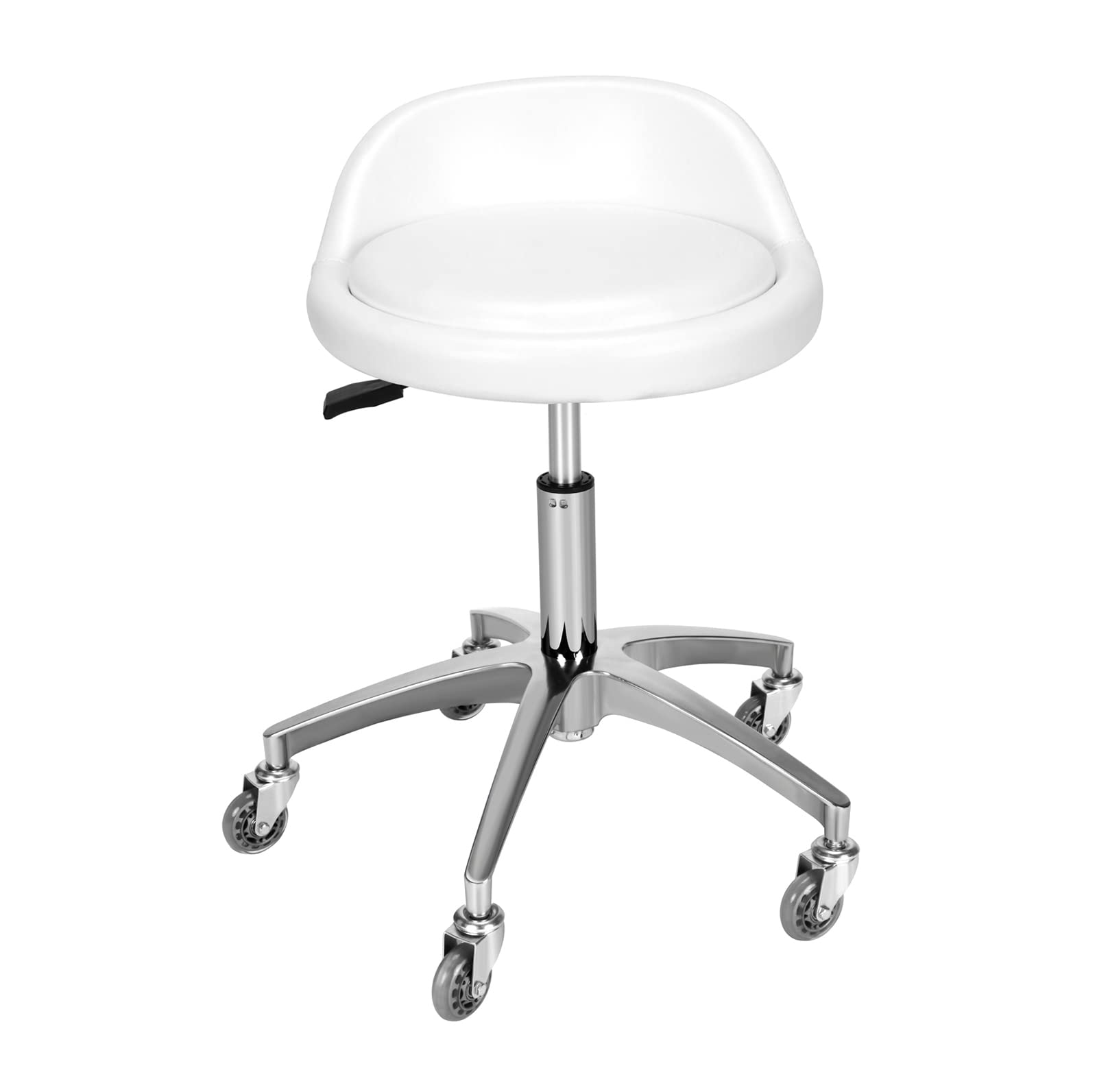 Mcdoofly Rolling Swivel Stool with Back Support,Adjustable Stool Chair with Wheels for Home,Salon,Facial,Spa,Massage,Clinic and Work Bench (White)