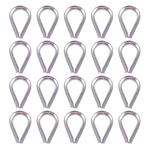 MUCKLILY 20pcs Rope Thimble Rigging Thimbles Thimble Eye Wire Rope Wire Rope Clamp and Thimble Kit Wire Rope Cable Clip Steel Wire Rope Clamps Wire Cable Thimble Steel Cable Thimble Silver