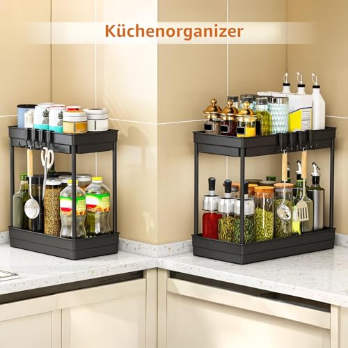 TidyTrove Küchen Organizer - Küchenschrank Organizer,2 Stück Spülschrank Organizer Unter Waschbecken Regal,Badezimmer,Küchenorganizer,Mehrzweck-Organisation für Küche,Schwarz 6