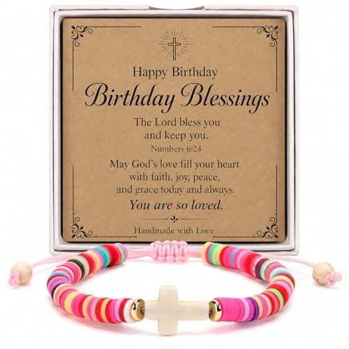 Image of Adjustable Colorful Cross Bracelet Gift Box Set for Girls | White cross, scripture card for baptism first communion confirmation Easter Christmas birthday