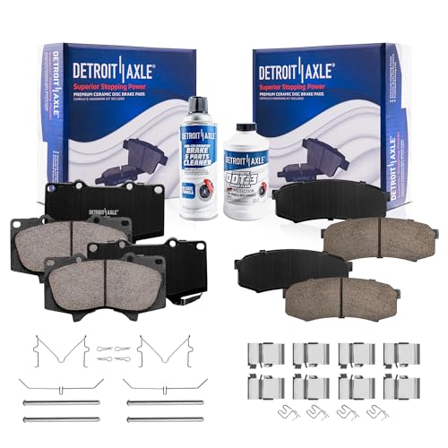 Image of Detroit Axle - Brake Pads for Toyota 4Runner FJ Cruiser Sequoia Lexus GX470 | GX460, Front and Rear Ceramic Brake Pads Replacement