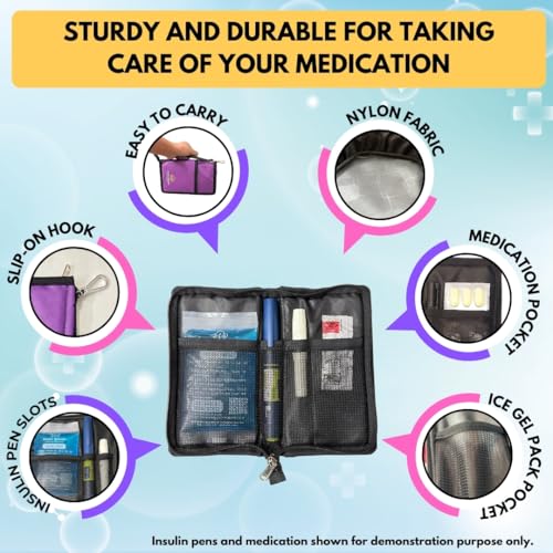 Image of Insulin Cooling Wallet Insulin Travel Pouch & Pen Holder for Diabetics Keeps Insulin Cool for 4+ Hours 2 Ice Gel Packs Compact Cooler Case for Travel & Daily Use (Purple)