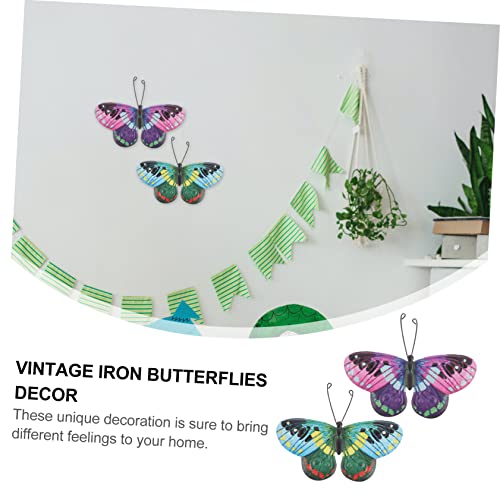 Warmhm 6 Stück Eisen-Schmetterlingsfiguren Heimdekoration Heimakzente Dekor Haushaltsdekoration Eisen-Wanddekoration 3D- Tierwandskulpturen Schmetterlinge Wanddekoration – Bild 3