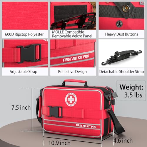 Image of Besst Survivor Comprehensive First Aid Kits- Advanced Trauma Kits with Labeled Compartments, Large Emergencies Medical Kits for Car, Home, Camping and Outdoor Emergencies -324Piece Set