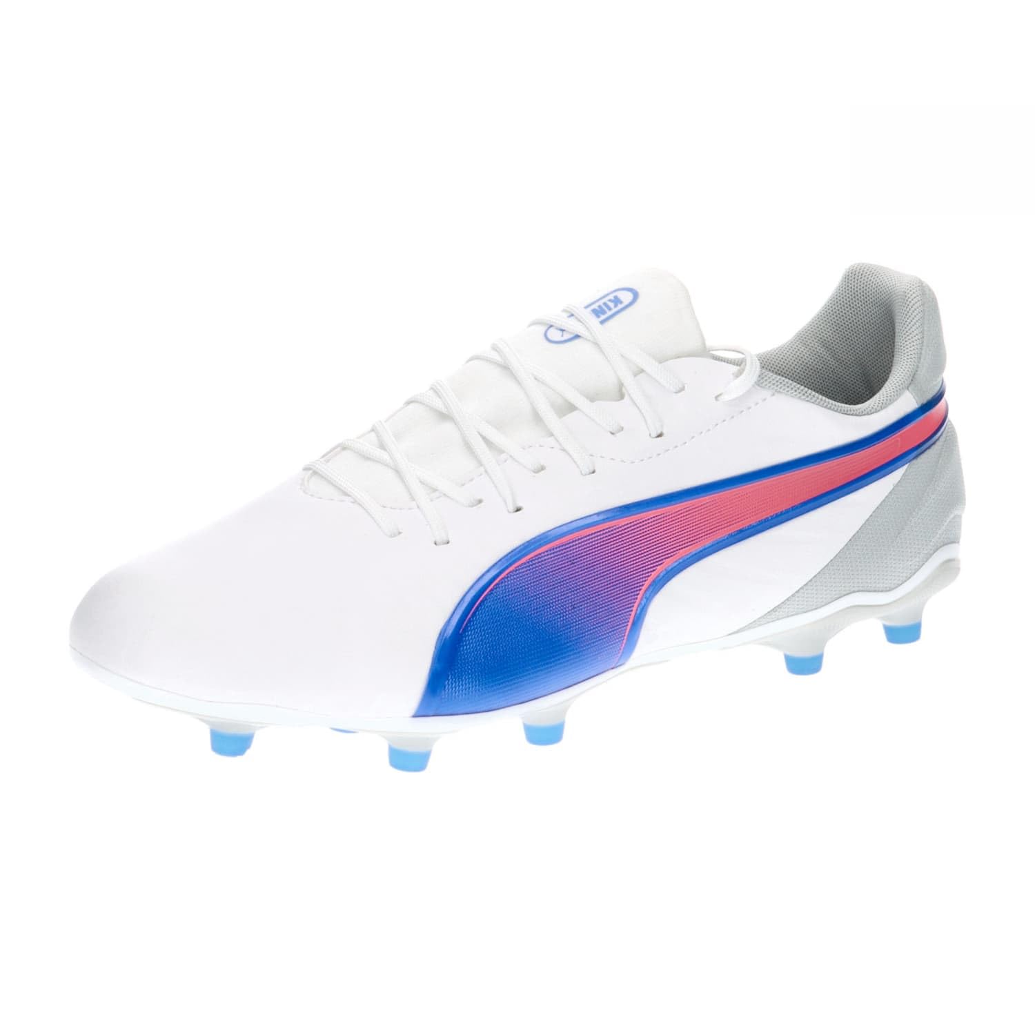 Puma Men's King Match Firm Ground Football Boots White/Blue/Grey Size 9