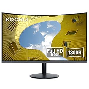 KOORUI Curved Monitor – 24 Zoll FHD Curved Computer Monitor, VA-Panel, 60Hz, Krümmung 1800R, Neigungsverstellung…