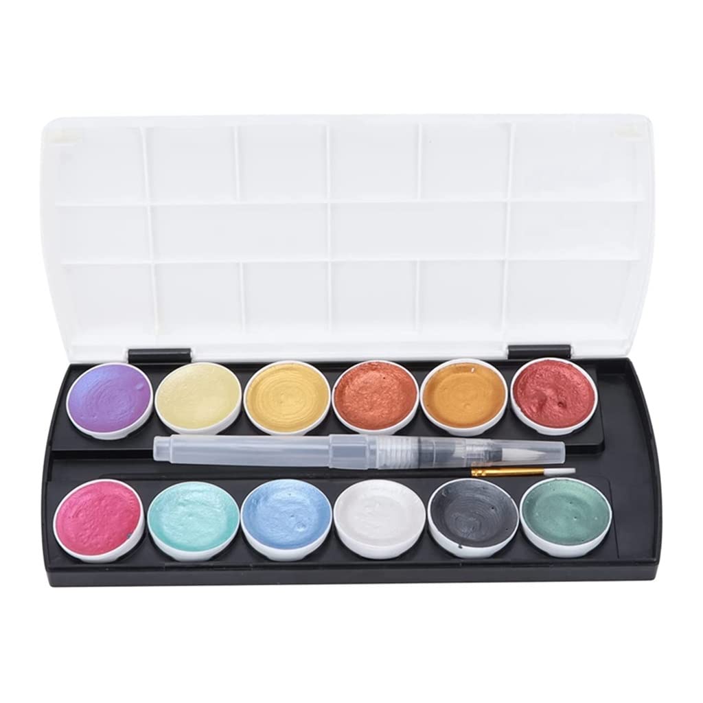 Aquarellfarben-Set mit 12 festen Farben, Kunstmalpigmente für MalbücherAquarellfarben-Set mit 12 festen Farben, Kunstmalpigmente für Malbücher
