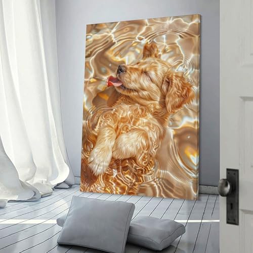Tableau golden retriever 40x60cm pour sublimer la décoration murale de votre salon