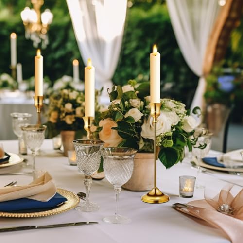 Image of KSWING Upgraded Real Wax Short LED Flameless Taper Candles with Remote, 6 PCS Ivory Candlesticks Battery Operated 3D Flickering - 6 inch Realistic Fake Candle Sticks for Home /Wedding /Fireplace Xmas Decor