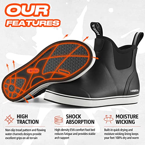 Image of HISEA Women's Ankle Rain Boots, Rubber Fishing Deck Boots, Garden Boots for Women Waterproof