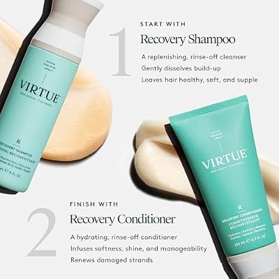 VIRTUE Recovery Sulfate Free Shampoo with Keratin and Baobab Seed Oil for Damaged Hair, Color Safe