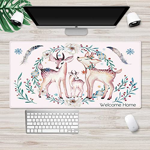 Tapis de souris XXL fauve rose pour ordinateur portable et bureau gamer