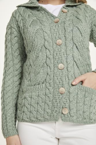 Image of Ladies Buttoned Cabled Cardigan-L