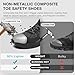 SPIEZ Slip-On Safety Shoes for Men & Women - Non-Steel Composite Toe, Fashion Sneaker Design, Hands-Free Convenience, All-Day Protection, Black Gray US 6-13.5
