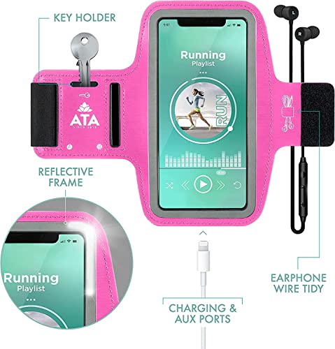 Ata Phone Holder For Running, Cell Phone Armband For Iphone Models Up To 6.7”, For Exercise, Gym, With Adjustable Strap, Sweat/Water Resistant, Reflective Frame #TOP2