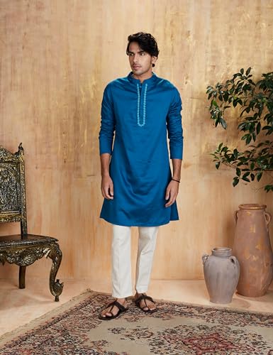 Image of Amazon Brand - Symbol Men Festive Embellished Long Kurta (Regular Fit)