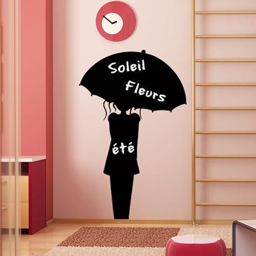 Ambiance Sticker Blackboard Slate – Removable Adhesive Wall Stickers – Woman with Umbrella – H30 x L20 cm