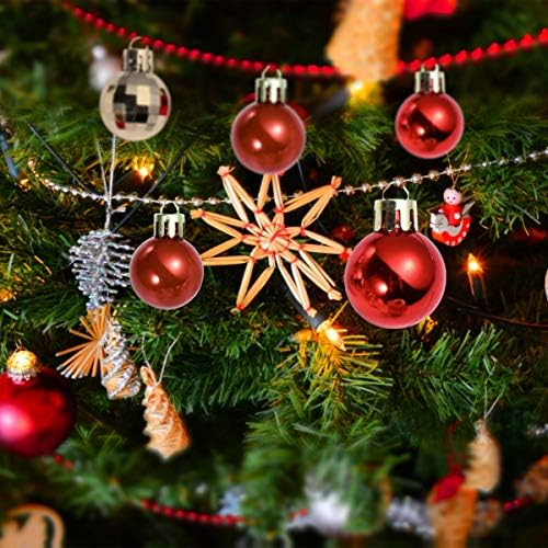 PRETYZOOM 99pcs Christmas Balls Ornaments Red White Silver Christmas Tree Decoration Hanging Ball 3CM
