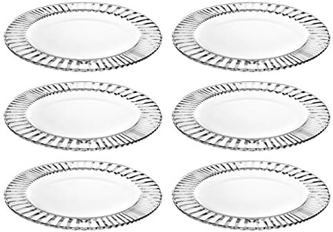 Barski - European High Quality Glass - Salad - Dessert - Plate - Artistically Designed - 8.5" Diameter - Set of 6 - Made in Europe
