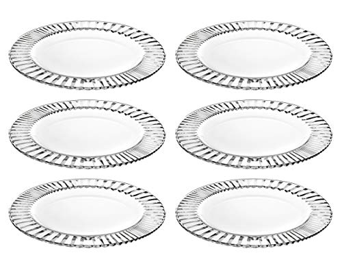 Barski - European High Quality Glass - Salad - Dessert - Plate - Artistically Designed - 8.5" Diameter - Set Of 6 - Made In Europe #TOP3