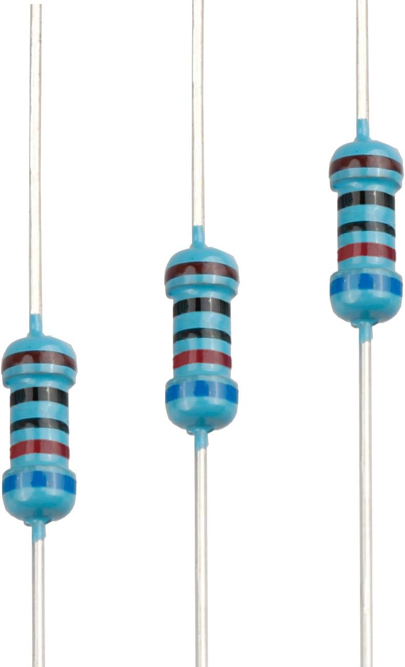 100pcs 620 ohm Resistor 1/4w (0.25 Watt) ±1% Tolerance Metal Film Fixed Resistor, Multiple Values of Resistance Optional