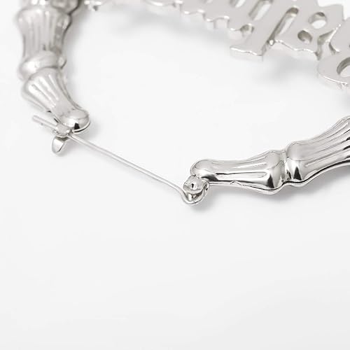 Miniatura 3 de Pendientes de aro retro con palabra de bebé, hip-hop, dorados, grandes, huecos, redondos, redondos, con letras exageradas, personalidad exagerada,