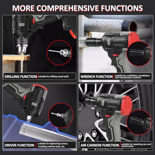 Daconovo Chave de impacto sem fio de 21V Torque máximo 350N.m, chave de impacto sem escova de 1/2 po