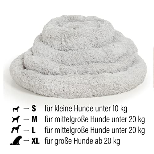 Wallace & Jones | Plüschbett Sarnia - M | Hundebett Liegekissen Donut | ca. 80 x 80 x 24 cm | Hellgrau