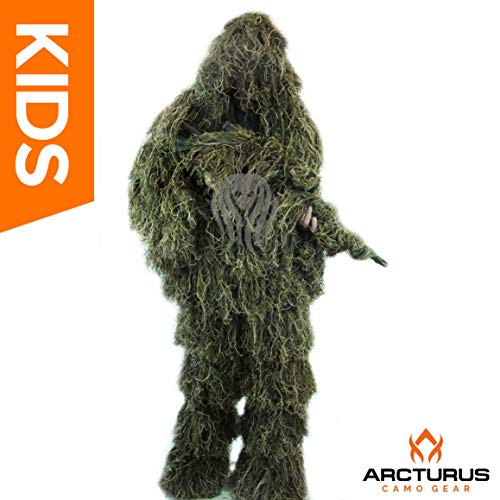 Arcturus Ghost Kids Ghillie Suit - Super-Dense, Double-Stitched Design | Advanced 3D Hunting