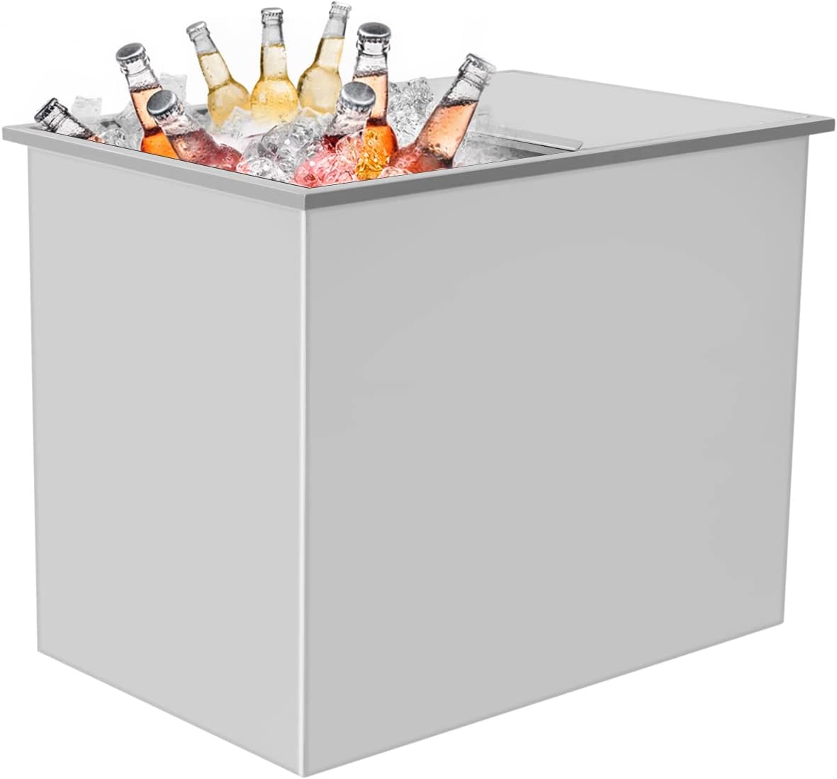 Drop in Ice Chest,Stainless Steel Ice Cooler with Cover,Drop in Ice Bin for Cold Wine Beer,Dinner Party Ice Chest,27L x 18W x 21H inch