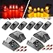 Partsam 10pcs 264160BK Smoke Cab Marker Top Roof Running Whole Assembly Set Crystal Chrome Lights + T10 Halogen Bulbs (5X Amber + 5X Red) Compatible with Hummer H2 SUV SUT 2003-2009